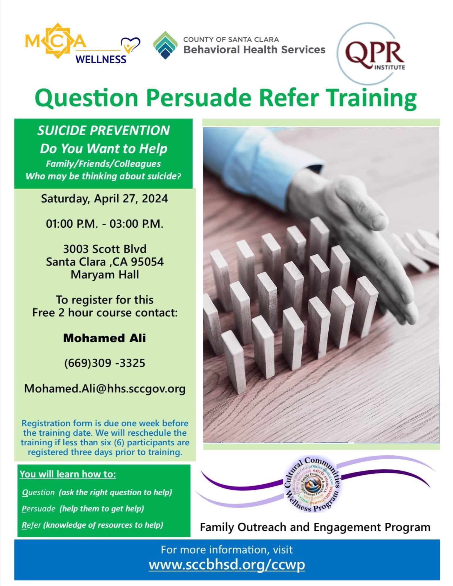 Suicide Prevention – Question Persuade Refer Training